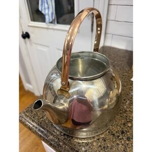 Well Equipped Kitchen Stainless Steel Tea Kettle Copper Handle Glass Lid
